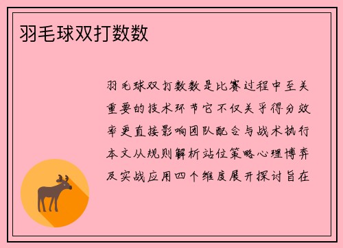 羽毛球双打数数